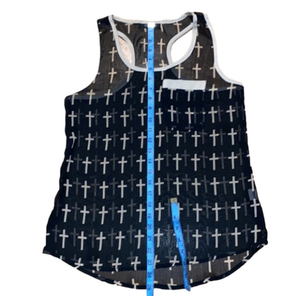Eclipse Women's Black White Cross Transparent  Tank Top Cover Up Beach (Size XS) - Picture 3 of 7